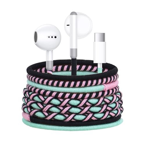URIZONS Kabelgebundene USB C Kopfhörer mit Stoffkabel - Bunte In-Ear Kopfhorer Typ C mit Mikrofon Lautstärkeregler Digital IC Chip kompatibel mit Hwaiwe/iPhone 15/16(8#) von URIZONS