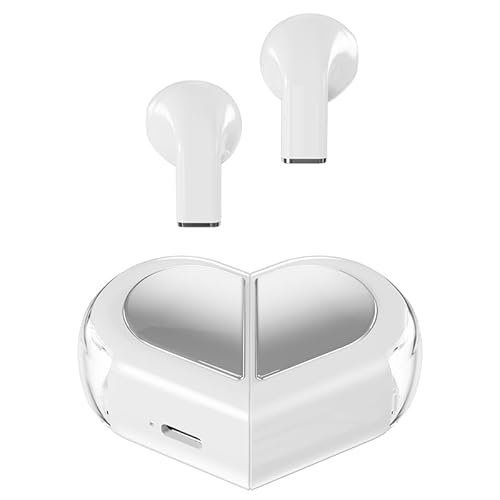 URIZONS TWS Herzform Kabellose Kopfhörer Drahtlose - Bluetooth Kopfhörer mit Mikrofon In-Ear Kopfhörer Wireless Kopfhörer für Liebespaare Valentinstag für Sportreisen - Weiß von URIZONS