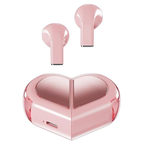URIZONS TWS Kopfhörer in Herzform Kabellose Kopfhörer mit Mikrofon In-Ear Bluetooth Kopfhörer Drahtlose Kopfhörer für Liebespaare zum Valentinstag für Sportreisen - Rosa von URIZONS