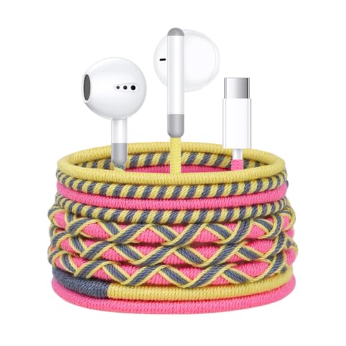URIZONS USB C In-Ear Kopfhörer mit Mikrofon und Lautstärkeregler - Bunte Kopfhorer Geflochtene Kabel, Anti-Schmutz und Tangle-Free Design, Kompatibel mit iPhone 15/16 und anderen Geräten mit Tipo C von URIZONS