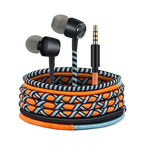 URIZONS bunt kopfhoer in Ear kopfhörer mit Kabel - Ohrhörer mit Mikrofon und Fernbedienung In-Ohr Headset für Laptoptabletten Android Handstrickgarn Stamm gewickelt Orange von URIZONS