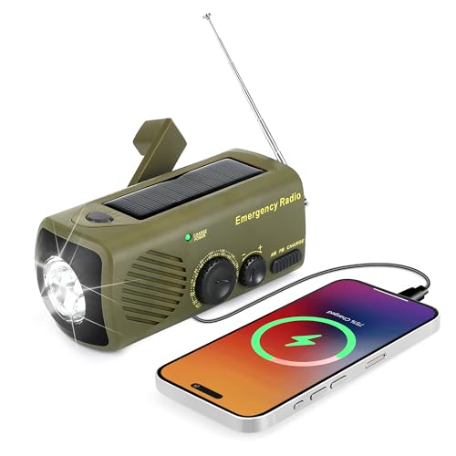 URPRO Notfallfunk, tragbares Handkurbelradio mit AM/FM, 3000 mAh wiederaufladbare Powerbank, SOS-Alarm, LED-Taschenlampen-Dynamo-Radio, USB-Handyladegerät für Outdoor-Camping und Wandern URPRO Notfallfunk, tragbares Handkurbelradio mit AM/FM, 3000 mAh wiederaufladbare Powerbank, SOS-Alarm, LED-Taschenlampen-Dynamo-Radio, USB-Handyladegerät für Outdoor-Camping und Wandern von URPRO