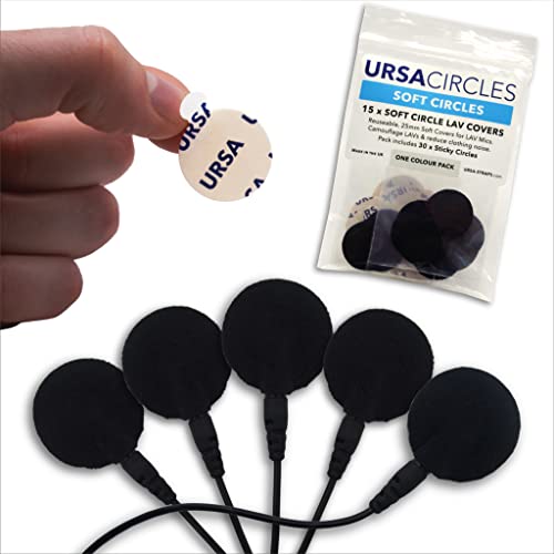 URSA Straps URSA Soft Circles: Wiederverwendbare weiche Hüllen, die Wind erzeugen und Lav-MikrofEins tarnen. 25mm. Einzelpackung x15, Schwarz von URSA Straps
