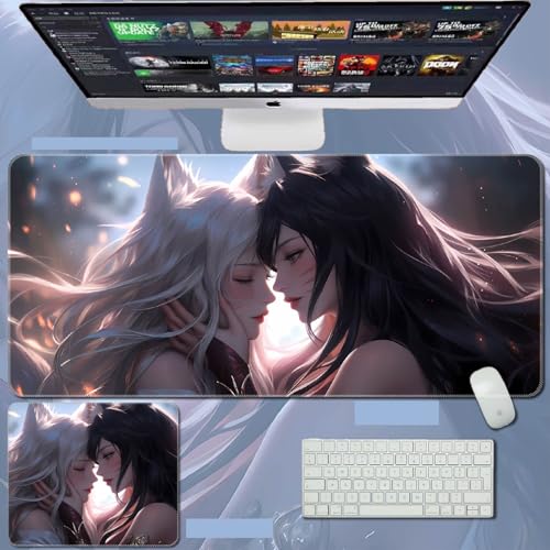 Gaming Sexy Ahri übergroßes Mauspad, große rutschfeste Gummiunterseite, Schreibtischunterlage mit genähten Kanten (40) Gaming Sexy Ahri übergroßes Mauspad, große rutschfeste Gummiunterseite, Schreibtischunterlage mit genähten Kanten (40) von URTAODFE