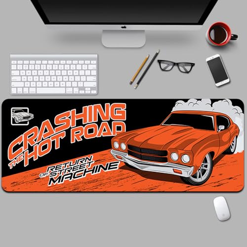 URTAODFE Cartoon-Auto-Tastatur-Mauspad, Gaming-Mauspad, große rutschfeste Gummiunterseite, Schreibtischunterlage mit genähten Kanten, 80 x 30 cm (2) von URTAODFE