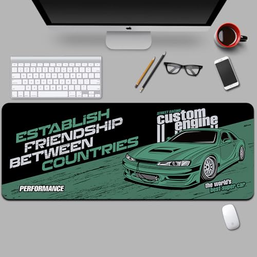 URTAODFE Cartoon-Auto-Tastatur-Mauspad, Gaming-Mauspad, große rutschfeste Gummiunterseite, Schreibtischunterlage mit genähten Kanten, 80 x 30 cm (21) von URTAODFE