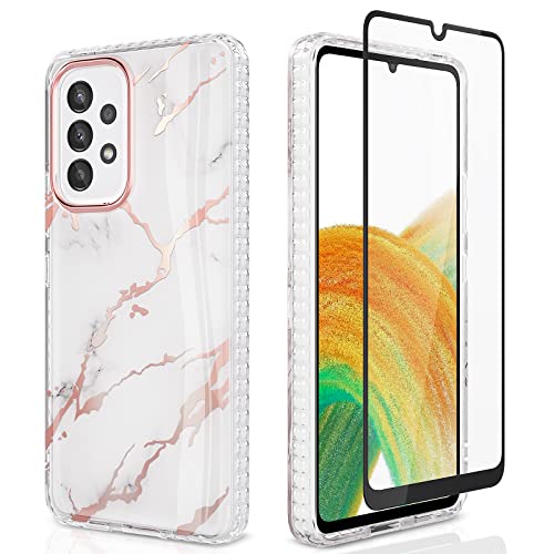 URZQOQ Samsung A33 5G Hülle mit Displayschutz, Samsung Galaxy A33 Hülle Anti-Yellowing Stilvoll, Schutzhülle A33 5G Slim Fit Leicht TPU Kratzfest Stoßfest Handyhülle für Samsung A33 5G 6.4'' Marmor URZQOQ Samsung A33 5G Hülle mit Displayschutz, Samsung Galaxy A33 Hülle Anti-Yellowing Stilvoll, Schutzhülle A33 5G Slim Fit Leicht TPU Kratzfest Stoßfest Handyhülle für Samsung A33 5G 6.4'' Marmor von URZQOQ