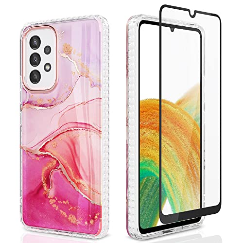 URZQOQ Samsung A33 5G Hülle mit Displayschutz, Samsung Galaxy A33 Hülle Anti-Yellowing Stilvoll, Schutzhülle A33 5G Slim Fit Leicht TPU Kratzfest Stoßfest Handyhülle für Samsung A33 5G 6.4'' Rosa URZQOQ Samsung A33 5G Hülle mit Displayschutz, Samsung Galaxy A33 Hülle Anti-Yellowing Stilvoll, Schutzhülle A33 5G Slim Fit Leicht TPU Kratzfest Stoßfest Handyhülle für Samsung A33 5G 6.4'' Rosa von URZQOQ
