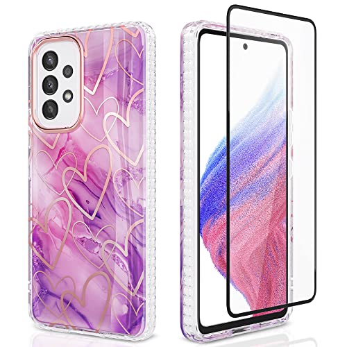 URZQOQ Samsung A53 5G Hülle mit Schutzfolie Samsung Galaxy A53 5G Hülle Schick Fantasie Brilliant Handyhülle für Samsung A53 5G Stoßfest Kratzfest TPU Schlank Leicht Hülle A53 5G 6.5'' Lila von URZQOQ