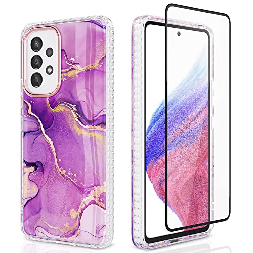 URZQOQ Samsung A53 5G Hülle mit Displayschutz, Samsung Galaxy A53 Hülle Anti-Yellowing Stilvoll, Schutzhülle A53 5G Slim Fit Leicht TPU Kratzfest Stoßfest Handyhülle für Samsung A53 5G 6.5'' Lila URZQOQ Samsung A53 5G Hülle mit Displayschutz, Samsung Galaxy A53 Hülle Anti-Yellowing Stilvoll, Schutzhülle A53 5G Slim Fit Leicht TPU Kratzfest Stoßfest Handyhülle für Samsung A53 5G 6.5'' Lila von URZQOQ