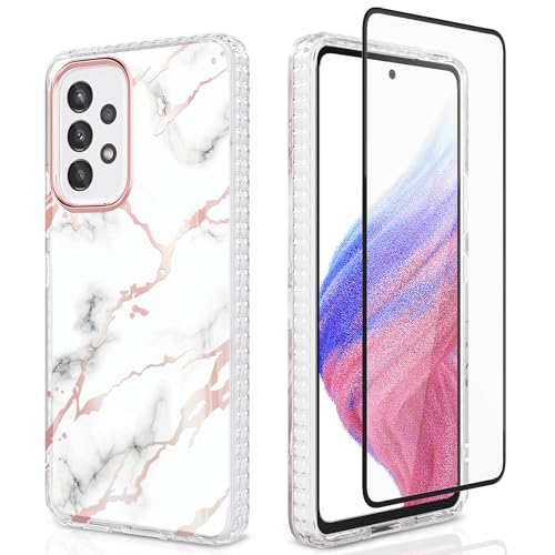 URZQOQ Samsung A53 5G Hülle mit Displayschutz, Samsung Galaxy A53 Hülle Anti-Yellowing Stilvoll, Schutzhülle A53 5G Slim Fit Leicht TPU Kratzfest Stoßfest Handyhülle für Samsung A53 5G 6.5'' Marmor URZQOQ Samsung A53 5G Hülle mit Displayschutz, Samsung Galaxy A53 Hülle Anti-Yellowing Stilvoll, Schutzhülle A53 5G Slim Fit Leicht TPU Kratzfest Stoßfest Handyhülle für Samsung A53 5G 6.5'' Marmor von URZQOQ