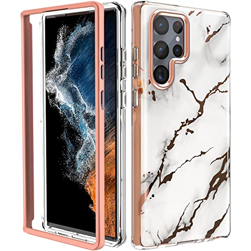 URZQOQ Samsung S22 Ultra Hülle mit Stoßfänger [Keine Displayschutz] Samsung Galaxy S22 Ultra Hülle Schick [Anti-Verblassen] Stoßfest Kratzfest TPU Handyhülle für S22 Ultra Case (6,8 Zoll) Marmor von URZQOQ
