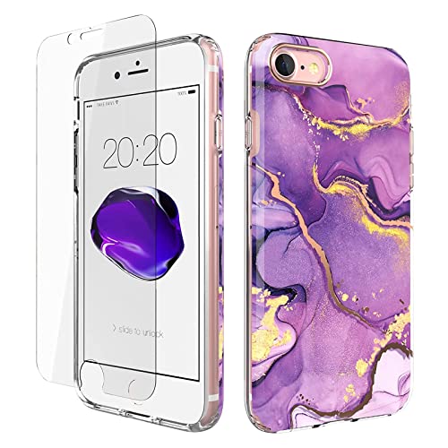 URZQOQ iPhone SE 2022 Hülle iPhone SE 2020 Hülle iPhone 8 Hülle iPhone 7 Hülle mit Schutzfolie Schick Schlank Schutzhülle Stoßfest Kratzfest Handyhülle für iPhone SE/iPhone 8/iPhone 7 4.7'' Lila von URZQOQ