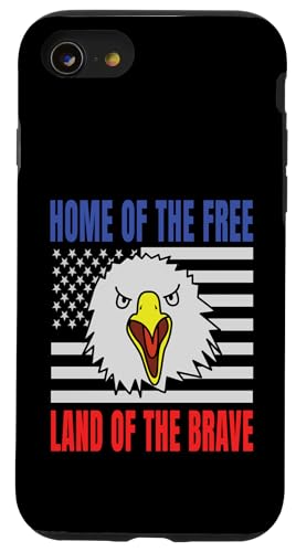 Home Of The Free Land Of The Brave Eagle USA Flage Hülle für iPhone SE (2020) / 7 / 8 von US Independence Day co. Proud America