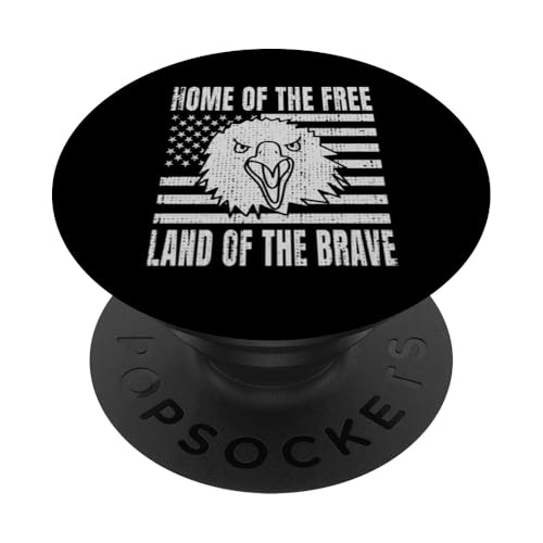 Home Of The Free Land Of The Brave Eagle USA Flage PopSockets Klebender PopGrip von US Independence Day co. Proud America