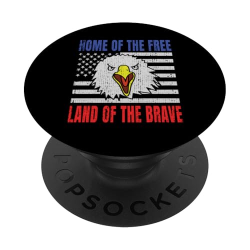 Home Of The Free Land Of The Brave Eagle USA Flage PopSockets Klebender PopGrip Home Of The Free Land Of The Brave Eagle USA Flage PopSockets Klebender PopGrip von US Independence Day co. Proud America