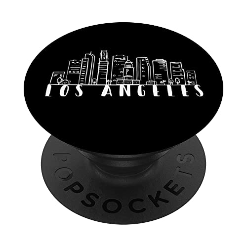 Umrissskizze der Skyline von Los Angeles, Kalifornien PopSockets mit austauschbarem PopGrip von US United States City Skylines Silhouette Outline