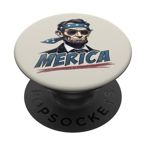 Abraham Lincoln 4. Juli Merica PopSockets Klebender PopGrip Abraham Lincoln 4. Juli Merica PopSockets Klebender PopGrip von USA Funny apparel for the holidays