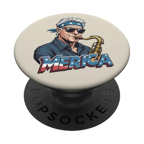 Bill Clinton Playing the Saxophon, 4. Juli Merica PopSockets Klebender PopGrip Bill Clinton Playing the Saxophon, 4. Juli Merica PopSockets Klebender PopGrip von USA Funny apparel for the holidays