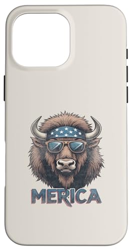Vintage American Bison 4. Juli Merica Hülle für iPhone 16 Pro Max Vintage American Bison 4. Juli Merica Hülle für iPhone 16 Pro Max von USA Funny apparel for the holidays