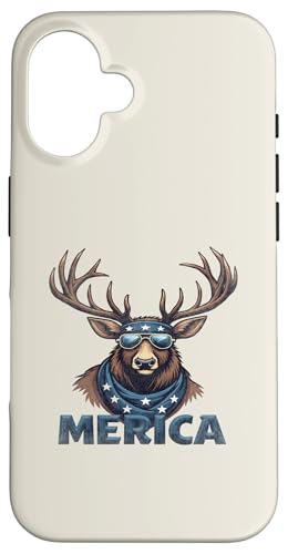 Vintage Elch 4. Juli Merica Hülle für iPhone 16 von USA Funny apparel for the holidays
