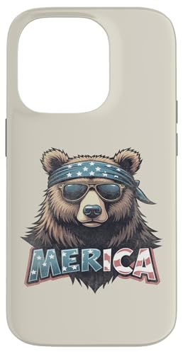 Vintage Grizzlybär 4. Juli Merica Hülle für iPhone 14 Pro von USA Funny apparel for the holidays