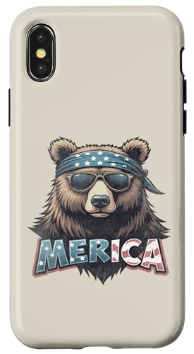 Vintage Grizzlybär 4. Juli Merica Hülle für iPhone X/XS von USA Funny apparel for the holidays