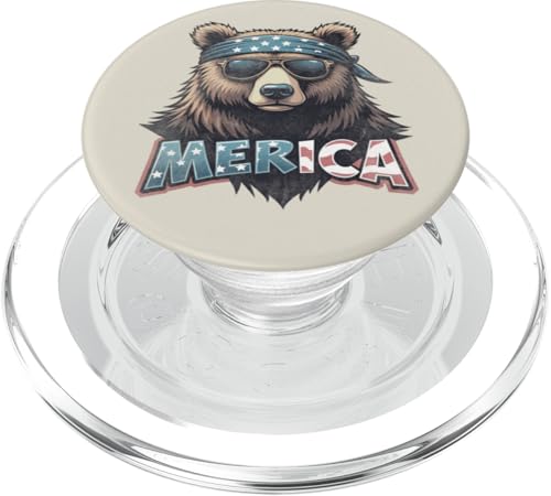 Vintage Grizzlybär 4. Juli Merica PopSockets PopGrip für MagSafe von USA Funny apparel for the holidays