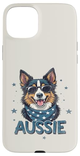 Vintage Aussie 4. Juli Merica Hülle für iPhone 15 Plus von USA Funny dog apparel for the holidays