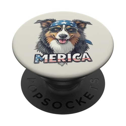 Vintage Australian Shepherd 4. Juli Merica PopSockets Klebender PopGrip Vintage Australian Shepherd 4. Juli Merica PopSockets Klebender PopGrip von USA Funny dog apparel for the holidays