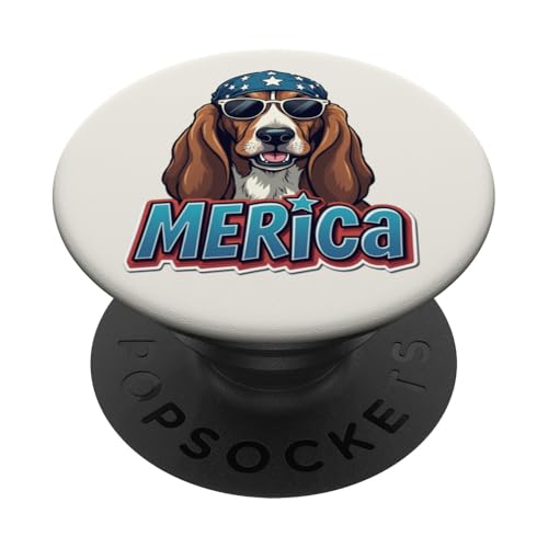 Vintage Basset Hound 4. Juli Merica PopSockets Klebender PopGrip Vintage Basset Hound 4. Juli Merica PopSockets Klebender PopGrip von USA Funny dog apparel for the holidays