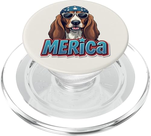Vintage Basset Hound 4. Juli Merica PopSockets PopGrip für MagSafe Vintage Basset Hound 4. Juli Merica PopSockets PopGrip für MagSafe von USA Funny dog apparel for the holidays