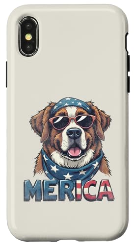 Vintage Bernhardiner 4. Juli Merica Hülle für iPhone X/XS Vintage Bernhardiner 4. Juli Merica Hülle für iPhone X/XS von USA Funny dog apparel for the holidays