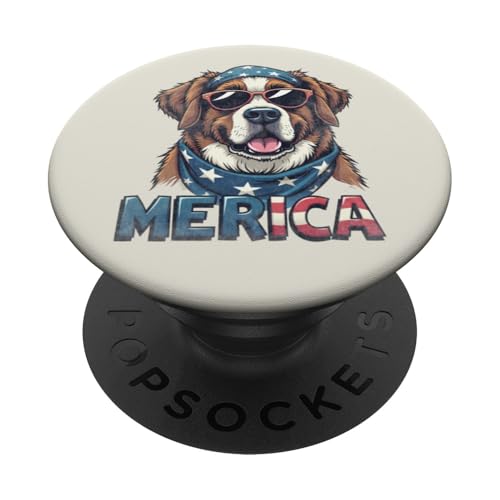 Vintage Bernhardiner 4. Juli Merica PopSockets Klebender PopGrip Vintage Bernhardiner 4. Juli Merica PopSockets Klebender PopGrip von USA Funny dog apparel for the holidays