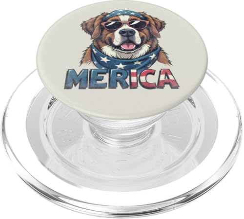 Vintage Bernhardiner 4. Juli Merica PopSockets PopGrip für MagSafe Vintage Bernhardiner 4. Juli Merica PopSockets PopGrip für MagSafe von USA Funny dog apparel for the holidays