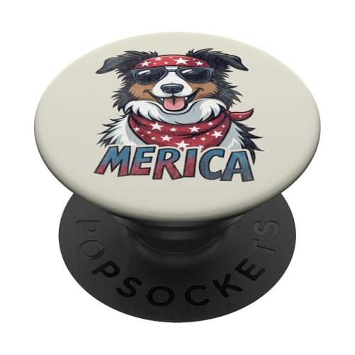 Vintage Border Collie 4. Juli Merica PopSockets Klebender PopGrip Vintage Border Collie 4. Juli Merica PopSockets Klebender PopGrip von USA Funny dog apparel for the holidays