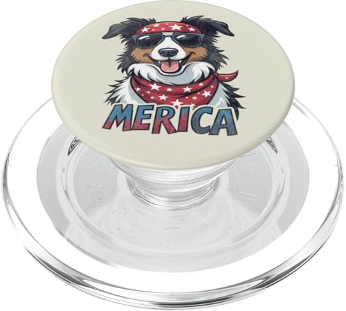 Vintage Border Collie 4. Juli Merica PopSockets PopGrip für MagSafe Vintage Border Collie 4. Juli Merica PopSockets PopGrip für MagSafe von USA Funny dog apparel for the holidays