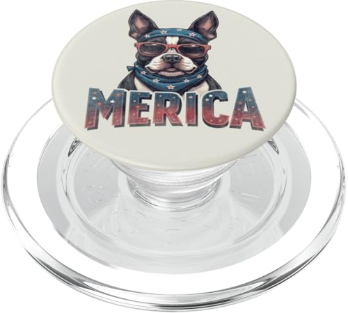 Vintage Boston Terrier 4. Juli Merica PopSockets PopGrip für MagSafe von USA Funny dog apparel for the holidays