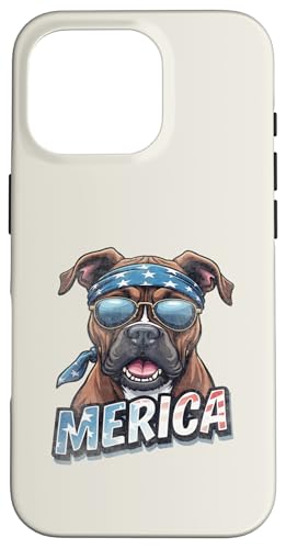 Vintage Boxer 4. Juli Merica Hülle für iPhone 16 Pro von USA Funny dog apparel for the holidays