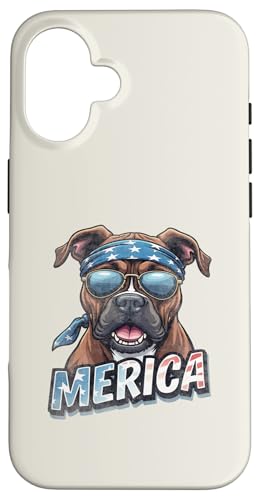 Vintage Boxer 4. Juli Merica Hülle für iPhone 16 von USA Funny dog apparel for the holidays