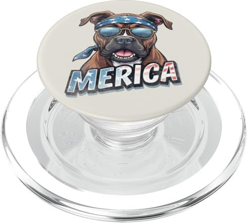 Vintage Boxer 4. Juli Merica PopSockets PopGrip für MagSafe von USA Funny dog apparel for the holidays