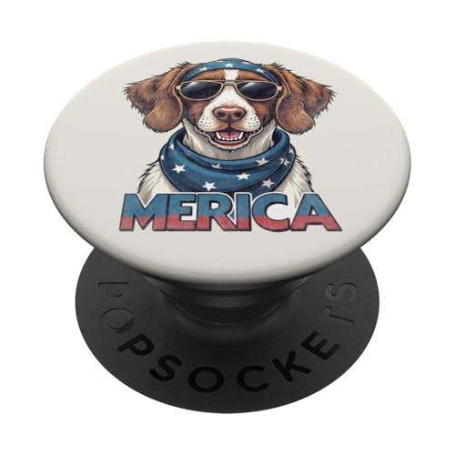 Vintage Bretagne Spaniel 4. Juli Merica PopSockets Klebender PopGrip Vintage Bretagne Spaniel 4. Juli Merica PopSockets Klebender PopGrip von USA Funny dog apparel for the holidays