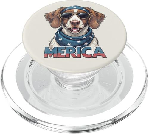 Vintage Bretagne Spaniel 4. Juli Merica PopSockets PopGrip für MagSafe Vintage Bretagne Spaniel 4. Juli Merica PopSockets PopGrip für MagSafe von USA Funny dog apparel for the holidays