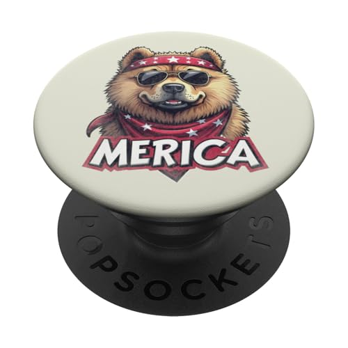 Vintage Chow Chow 4. Juli Merica PopSockets Klebender PopGrip Vintage Chow Chow 4. Juli Merica PopSockets Klebender PopGrip von USA Funny dog apparel for the holidays