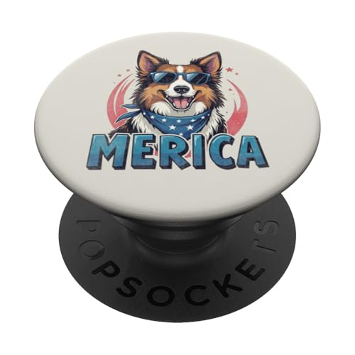 Vintage Collie 4. Juli Merica PopSockets Klebender PopGrip Vintage Collie 4. Juli Merica PopSockets Klebender PopGrip von USA Funny dog apparel for the holidays