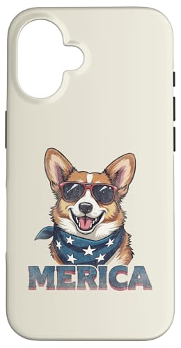 Vintage Corgi 4. Juli Merica Hülle für iPhone 16 von USA Funny dog apparel for the holidays