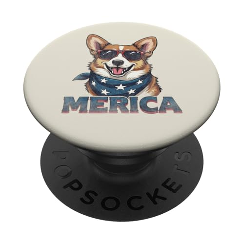 Vintage Corgi 4. Juli Merica PopSockets Klebender PopGrip Vintage Corgi 4. Juli Merica PopSockets Klebender PopGrip von USA Funny dog apparel for the holidays