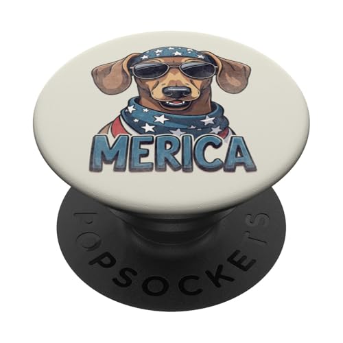 Vintage Dackel 4. Juli Merica PopSockets Klebender PopGrip Vintage Dackel 4. Juli Merica PopSockets Klebender PopGrip von USA Funny dog apparel for the holidays