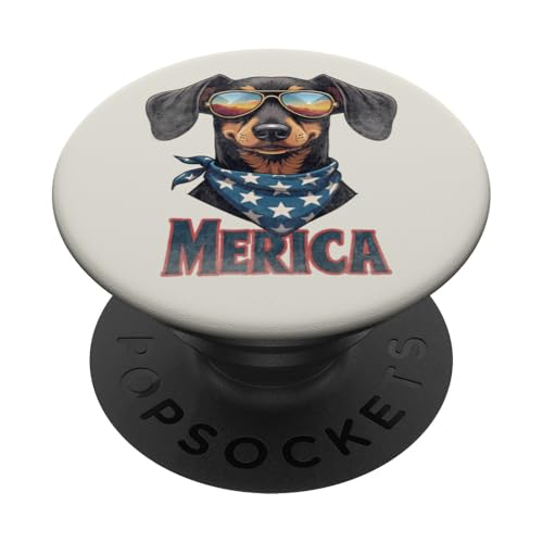 Vintage Dackel 4. Juli Merica PopSockets Klebender PopGrip Vintage Dackel 4. Juli Merica PopSockets Klebender PopGrip von USA Funny dog apparel for the holidays