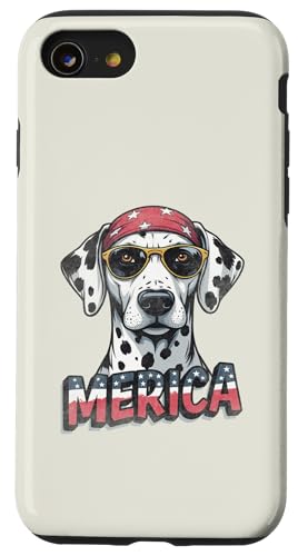 Vintage Dalmatiner 4. Juli Merica Hülle für iPhone SE (2020) / 7 / 8 von USA Funny dog apparel for the holidays